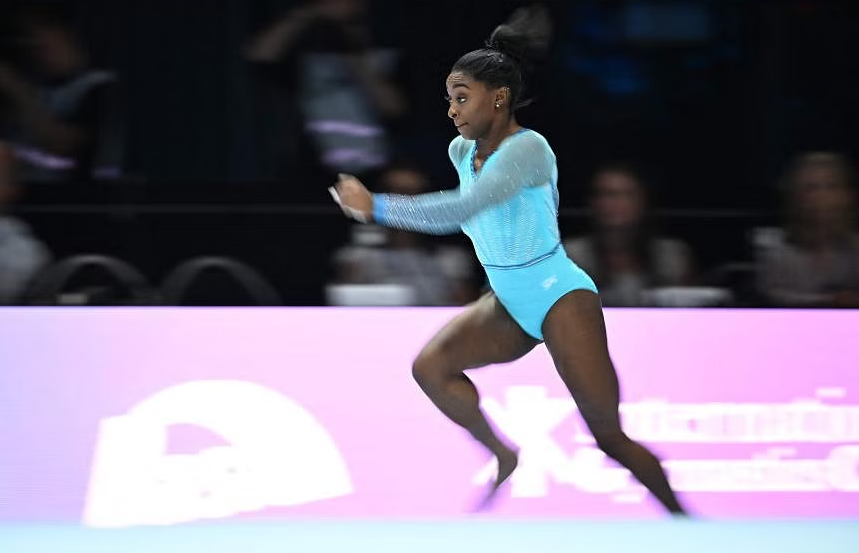 What is the latest vault turn done by Simone Biles for the first time